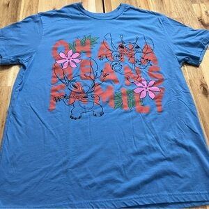 Disney Stitch “Ohana Means Family” Blue Graphic Tee Size XL